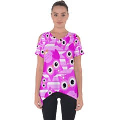 Pink Owl Pattern Background Cut Out Side Drop Tee by Vaneshart