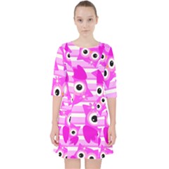 Pink Owl Pattern Background Pocket Dress by Vaneshart