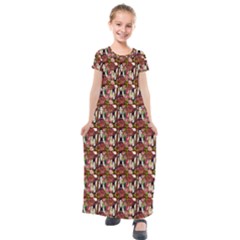 Swimmer 20s Burgundy Kids  Short Sleeve Maxi Dress by snowwhitegirl