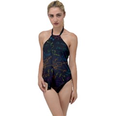 Mathematical Colorful Formulas Drawn By Hand Black Chalkboard Go With The Flow One Piece Swimsuit by Vaneshart