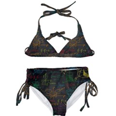 Mathematical Colorful Formulas Drawn By Hand Black Chalkboard Kids  Classic Bikini Set by Vaneshart