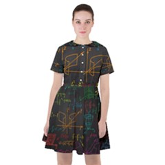 Mathematical Colorful Formulas Drawn By Hand Black Chalkboard Sailor Dress by Vaneshart