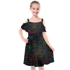 Mathematical Colorful Formulas Drawn By Hand Black Chalkboard Kids  Cut Out Shoulders Chiffon Dress by Vaneshart