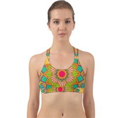 Mandala Patterns Yellow Back Web Sports Bra by Vaneshart