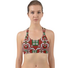 Grandma S Christmas Knitting Pattern Red Green White Colors Back Web Sports Bra by Vaneshart