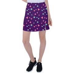 Colorful Stars Hearts Seamless Vector Pattern Tennis Skirt by Vaneshart