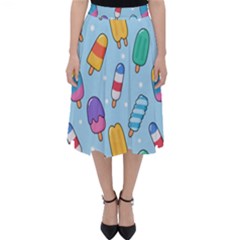 Cute Kawaii Ice Cream Seamless Pattern Classic Midi Skirt by Vaneshart