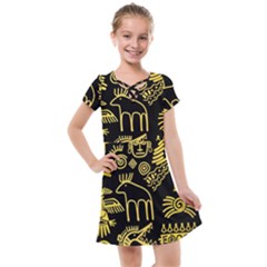 Golden Indian Traditional Signs Symbols Kids  Cross Web Dress by Vaneshart