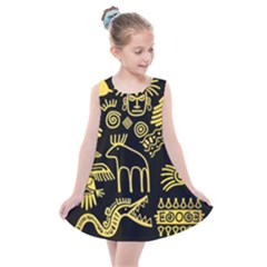 Golden Indian Traditional Signs Symbols Kids  Summer Dress by Vaneshart