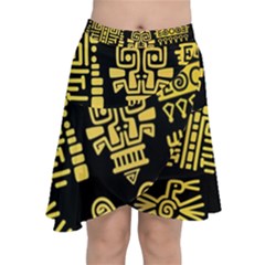 American Golden Ancient Totems Chiffon Wrap Front Skirt by Vaneshart