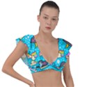 Cloud Seamless Pattern Plunge Frill Sleeve Bikini Top View1