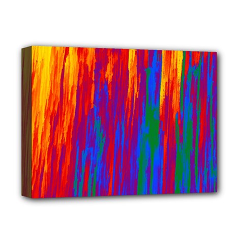 Gay Pride Rainbow Vertical Paint Strokes Deluxe Canvas 16  X 12  (stretched)  by VernenInk