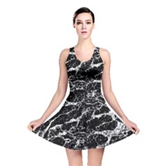 Black And White Abstract Textured Print Reversible Skater Dress by dflcprintsclothing