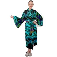 420 Ganja Pattern, Weed Leafs, Marihujana In Colors Maxi Velour Kimono by Casemiro