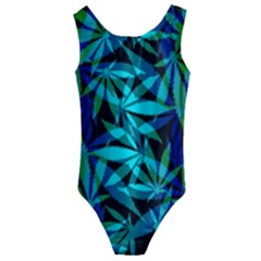 420 Ganja Pattern, Weed Leafs, Marihujana In Colors Kids  Cut-out Back One Piece Swimsuit by Casemiro