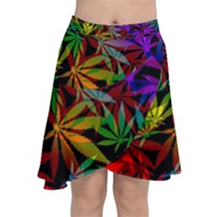 Ganja In Rainbow Colors, Weed Pattern, Marihujana Theme Chiffon Wrap Front Skirt by Casemiro