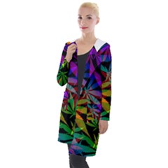 Ganja In Rainbow Colors, Weed Pattern, Marihujana Theme Hooded Pocket Cardigan by Casemiro