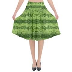 Watermelon Pattern, Fruit Skin In Green Colors Flared Midi Skirt by Casemiro