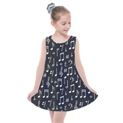 Chalk Music Notes Signs Seamless Pattern Kids  Summer Dress by Vaneshart