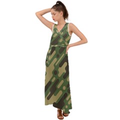 Camouflage-pattern-background V-neck Chiffon Maxi Dress by Vaneshart