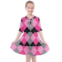 Seamless-argyle-pattern Kids  All Frills Chiffon Dress by Vaneshart