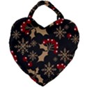 Christmas pattern with snowflakes berries Giant Heart Shaped Tote View2