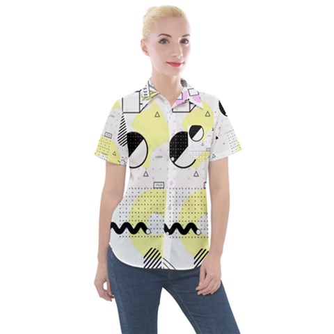 Graphic Design Geometric Background Women s Short Sleeve Pocket Shirt by Vaneshart