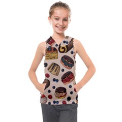 Seamless-pattern-with-sweet-cakes-berries Kids  Sleeveless Hoodie by Vaneshart