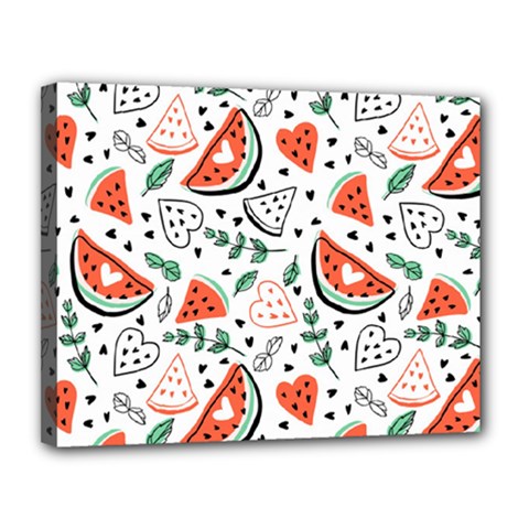 Seamless-vector-pattern-with-watermelons-mint Canvas 14  X 11  (stretched) by Vaneshart