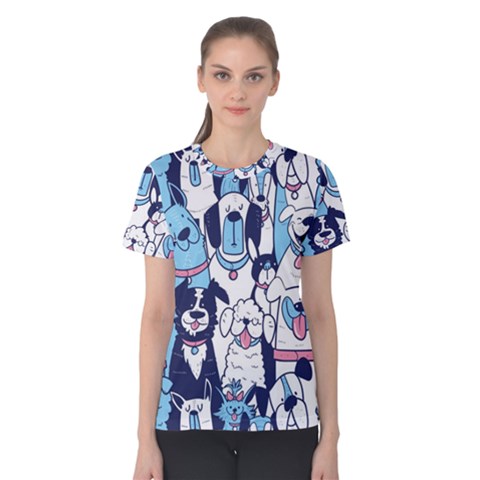 Dogs-seamless-pattern Women s Cotton Tee by Vaneshart