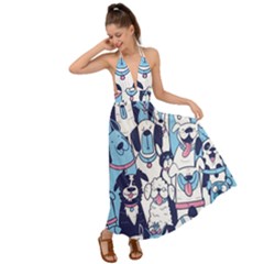 Dogs-seamless-pattern Backless Maxi Beach Dress by Vaneshart