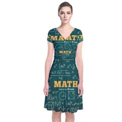 Realistic-math-chalkboard-background Short Sleeve Front Wrap Dress by Vaneshart