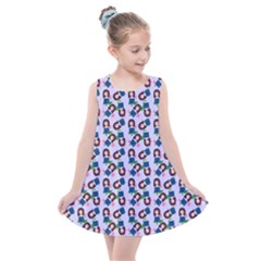 Goth Girl In Blue Dress Lilac Pattern Kids  Summer Dress by snowwhitegirl