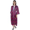 Goth Girl In Blue Dress Pink Pattern Maxi Satin Kimono View1