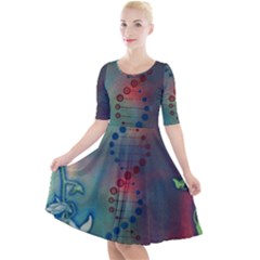 Flower Dna Quarter Sleeve A-line Dress by RobLilly