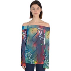 Flower Dna Off Shoulder Long Sleeve Top by RobLilly