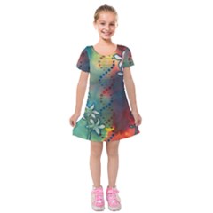 Flower Dna Kids  Short Sleeve Velvet Dress by RobLilly