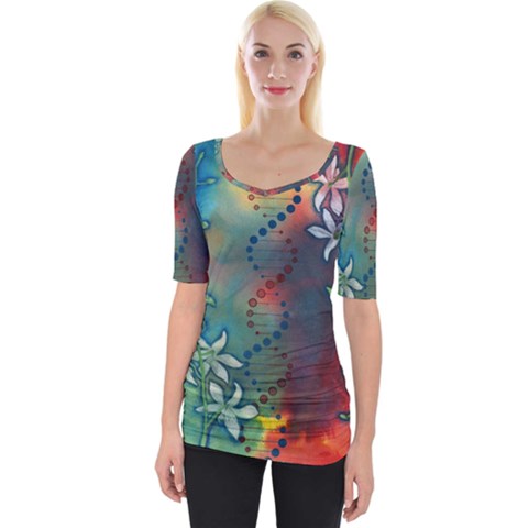 Flower Dna Wide Neckline Tee by RobLilly