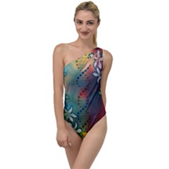 Flower Dna To One Side Swimsuit by RobLilly