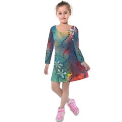 Flower Dna Kids  Long Sleeve Velvet Dress by RobLilly