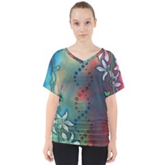 Flower Dna V-neck Dolman Drape Top by RobLilly