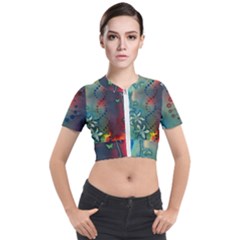 Flower Dna Short Sleeve Cropped Jacket by RobLilly