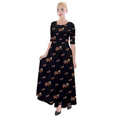 Out Word Motif Print Pattern Half Sleeves Maxi Dress by dflcprintsclothing