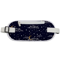 Hand Drawn Scratch Style Night Sky With Moon Cloud Space Among Stars Seamless Pattern Vector Design  Rounded Waist Pouch by BangZart