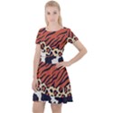 Mixed animal skin print safari textures mix leopard zebra tiger skins patterns luxury animals texture Cap Sleeve Velour Dress  View1