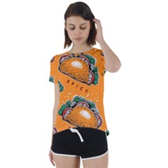 Seamless Pattern With Taco Short Sleeve Foldover Tee by BangZart