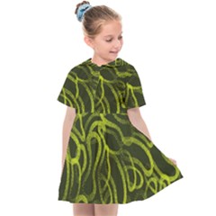 Green Abstract Stippled Repetitive Fashion Seamless Pattern Kids  Sailor Dress by BangZart