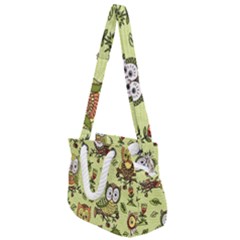 Seamless Pattern With Flowers Owls Rope Handles Shoulder Strap Bag by BangZart