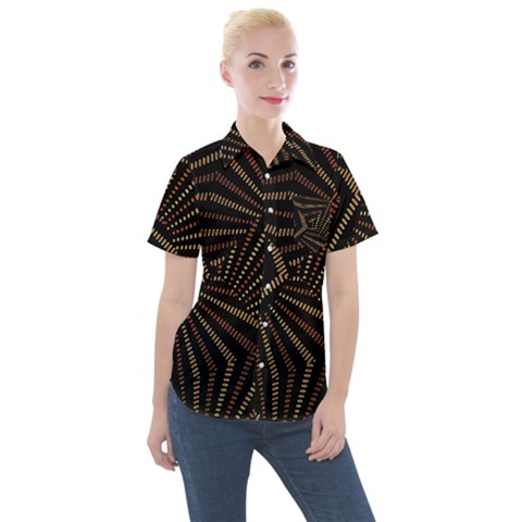 Vintage Etchnic Print Women s Short Sleeve Pocket Shirt by dflcprintsclothing