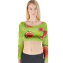 Seamless background with watermelon slices Long Sleeve Crop Top View1